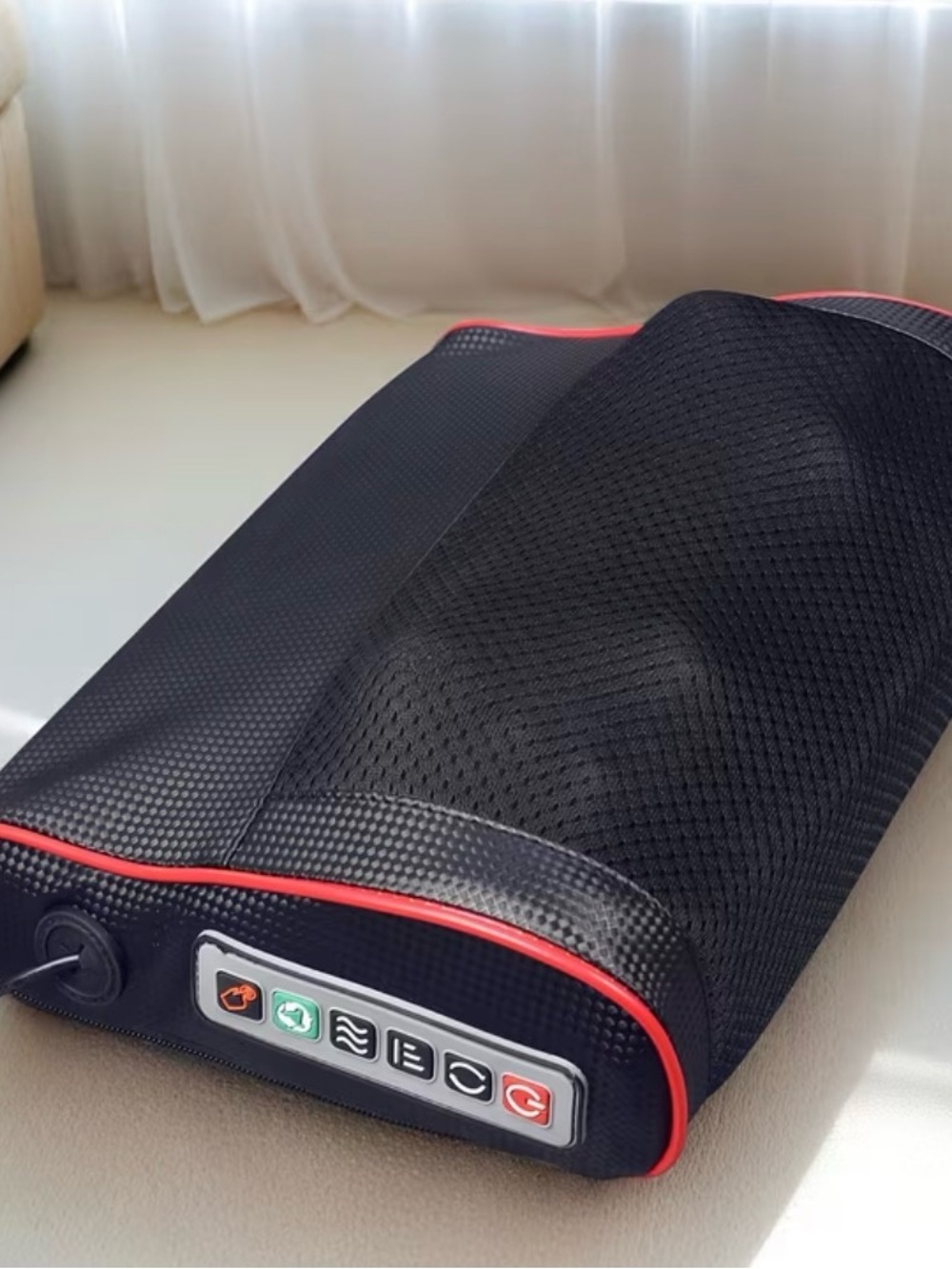 Black Mesh Shiatsu Back/Neck Massager with Red Trim